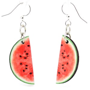 Watermelon Earrings - Laser Cut Wood - Super light weight Earrings