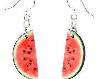 Watermelon Earrings - Laser Cut Wood - Super light weight Earrings