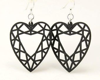 Behütetes Herz - Laser Cut Holzohrringe
