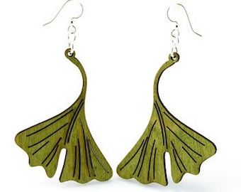 Ginkgo Leaf - Wood Earrings