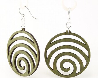 Wave Circles - Laser Cut Wood Earrings - Eco Friendly