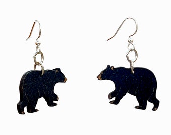 Black Bear Wood Earrings #1734