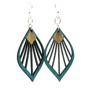 Fan Leaf Palm Earrings # 1028 - Laser Cut Wood Earrings