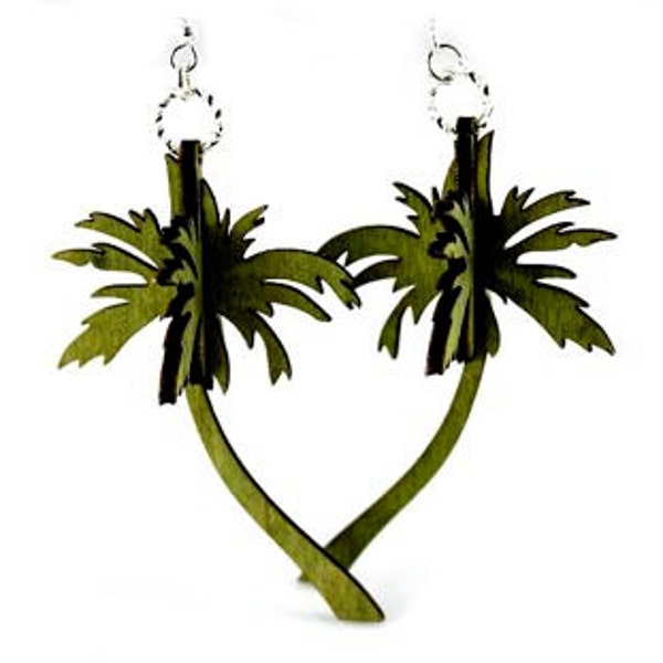 3D Palm Trees - Laser Cut Wood Earrings from Reforested Wood