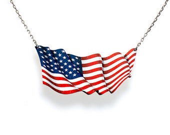 Waving American Flag Necklace