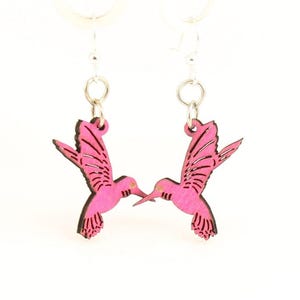 Humming Bird Blossoms #112 - houten oorbellen