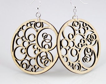 Circle Geometric Circles- Wood Earrings