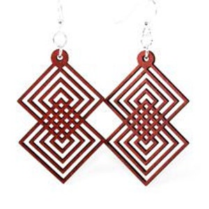 Interlocking Squares - Laser Cut Earrings from Reforested Wood