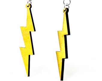 Lightning bolts - Wood Earrings