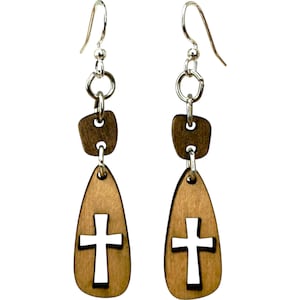 Pendientes de cruz de madera Heritage #1830