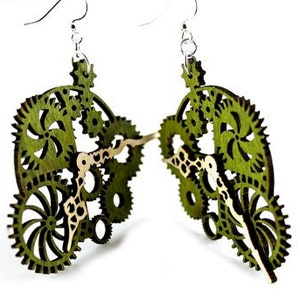 Gear Clock - Wood Earrings