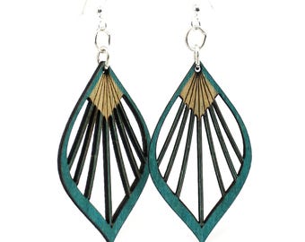 Fan Leaf Palm Earrings # 1028 - Laser Cut Wood Earrings