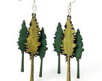 Huge Redwood Trees small enough to hang on your ears - Laser Cut Wood Earrings