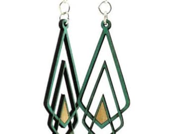 Chevron Deco Wood Earrings