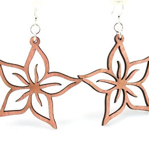 Plumerias - Laser Cut Earrings from Reforested Wood