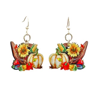 Cornucopia Oorbellen - Feestelijke Houten Oorbellen