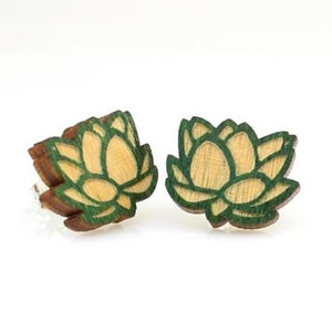 Lotus Studs -  Laser Cut Earrings from Reforested Wood