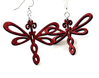 Dragonfly Earrings - Laser Cut Reforested wood