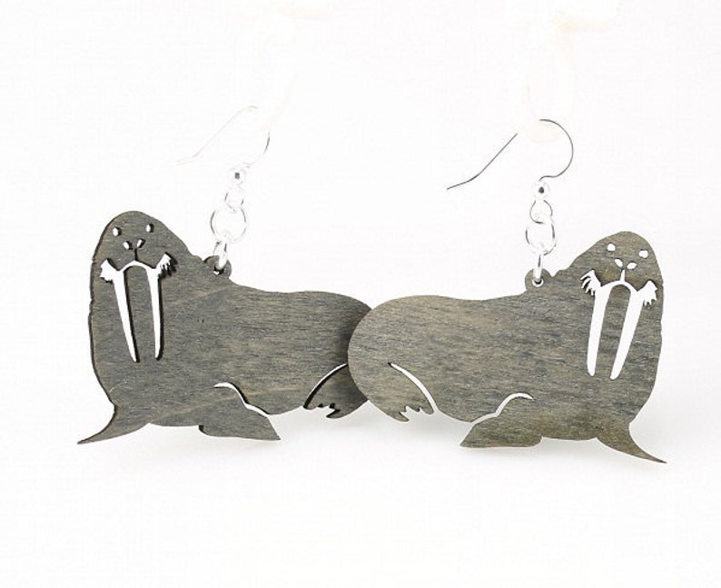 Walrus Wood Earrings Eco Friendly Sustainable Product image 1