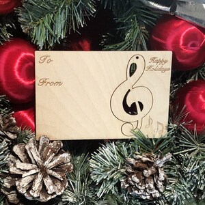 Music Note Wood Holiday Ornament Card