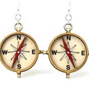 Compass - Laser Cut Wood Earrings