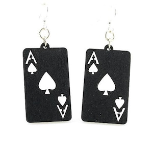 Ace of Spades - Laser Cut Wooden Earrings from Sustainable Materials