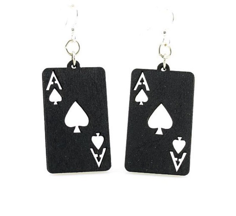 Ace of Spades Laser Cut Wooden Earrings From Sustainable Etsy