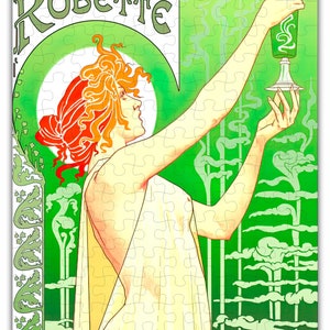 Absinthe by Alphonse Mucha Puzzle #6696 - Wooden Jigsaw Puzzle - 160pcs