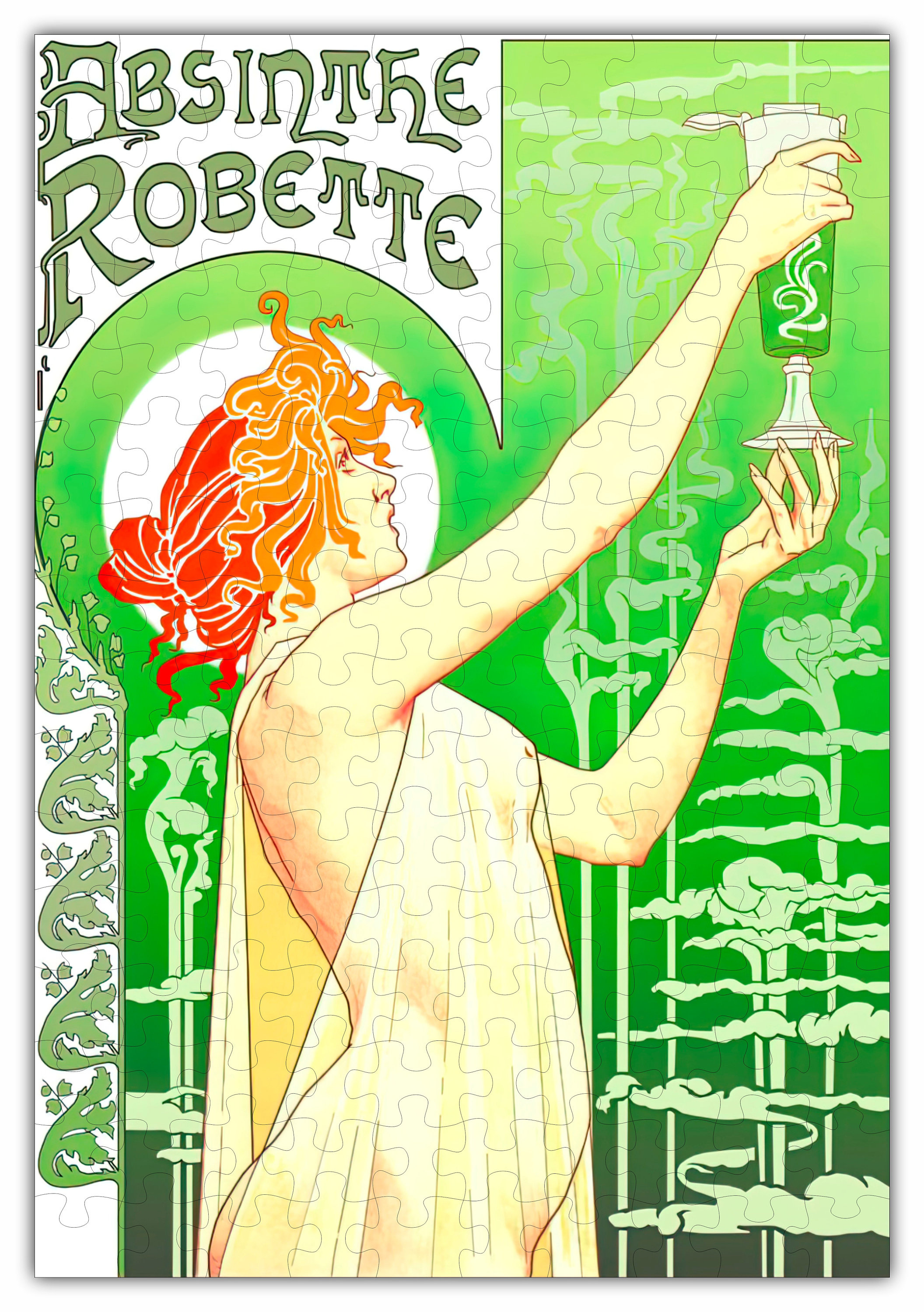 Absinthe by Alphonse Mucha Puzzle #6696 - Wooden Jigsaw