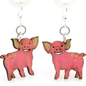 Piglet  Wood Earrings - Made in the USA