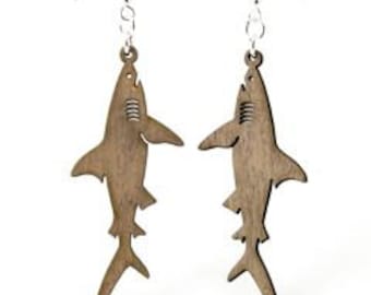 Great White Sharks - Laser Cut Wood Earrings