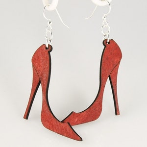 High Heels Laser Cut wood Earrings image 2