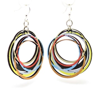 Circle Array Earrings - Laser Cut Wood - Super light weight Earrings
