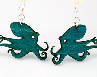 Octopus Wood Earrings - from Reforested Trees