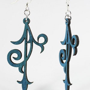 Scroll Ornament Wood Earrings image 3