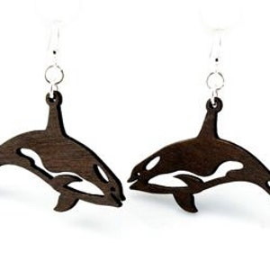 Orca Killer Whales - Laser Cut  Wood Earrings
