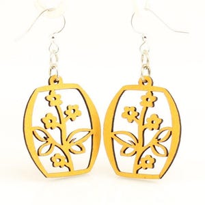 Topfblumenblüten - Holzohrringe