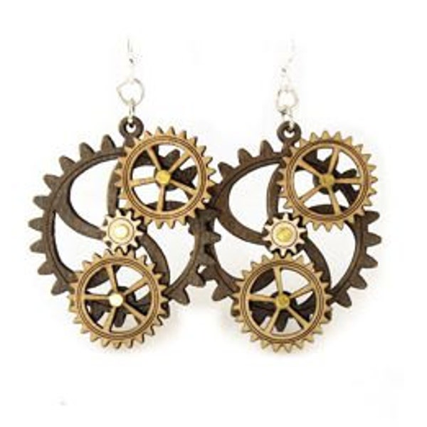 Kinetic Triple Moving Gear Earrings #5005G