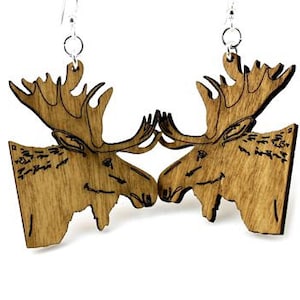 Moose Earrings from Laser Cut Wood