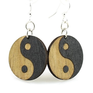 Yin Yang Wood Earrings