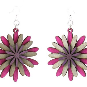 Petalled Layers - Wood Earrings - See Pictures for Color Choices