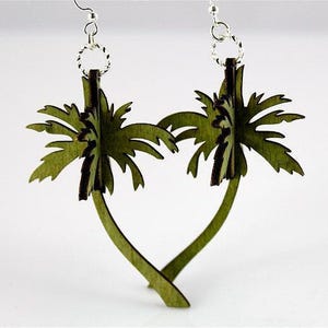 3D Palm Trees - Laser Cut Wood Earrings from Reforested Wood image 3