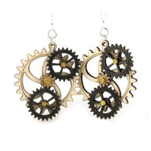 Kinetic Triple Moving Gear Earrings #5005B