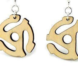 45 Record Adapter - Laser Cut Wood Earrings