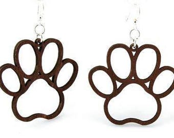 Paw Print - Wood Earrings