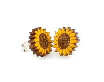 Sunflower Studs -  Laser Cut Earrings from Reforested Wood