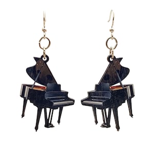 Grand Piano Wood Earrings image 1