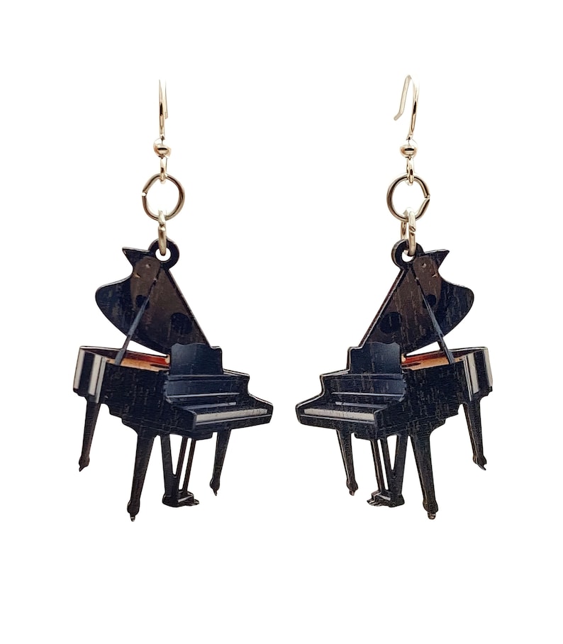 Grand Piano Wood Earrings image 1