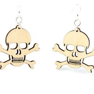 Skull and Crossbones Wood Earrings - Etsy