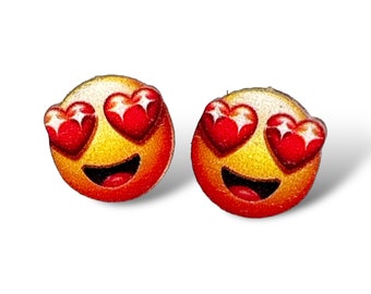 Heart Eye Emoji Stud Earrings